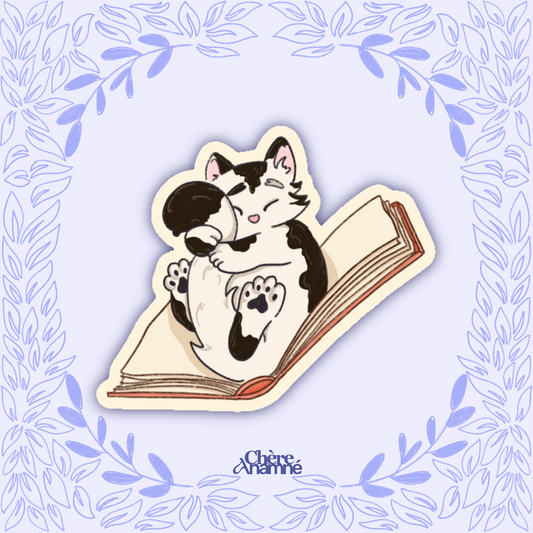 « Brio le chat de bibliothèque » - Sticker