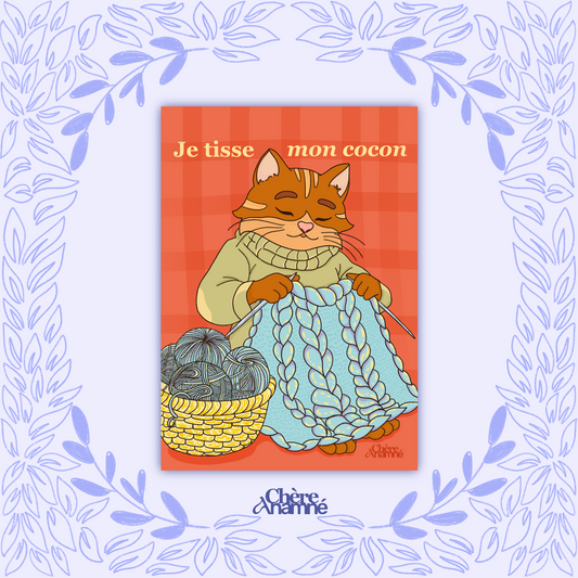 « le chat qui tricote » - Illustration